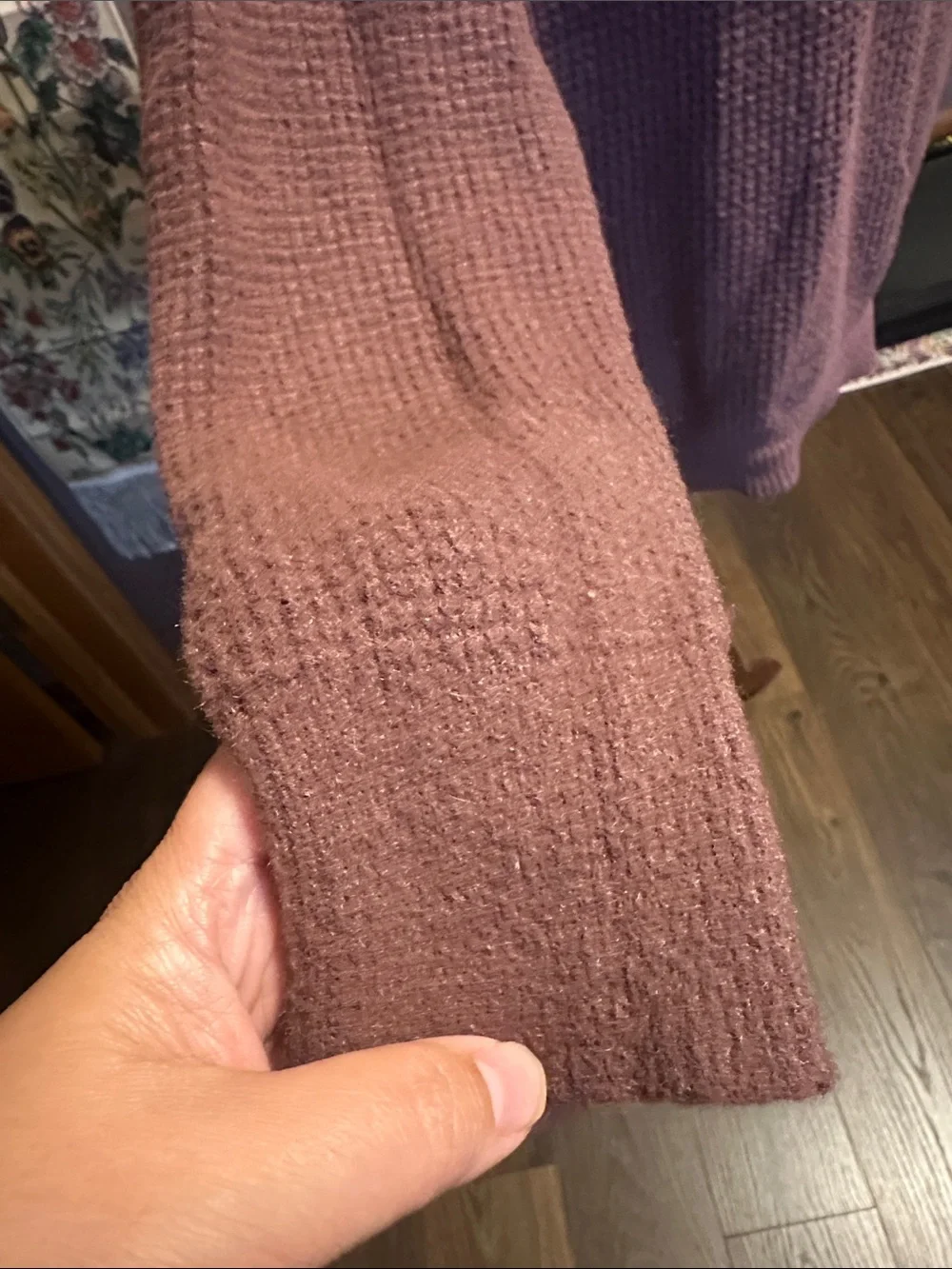Maurices Deep Wine Waffle Knit Hoodie Sweater